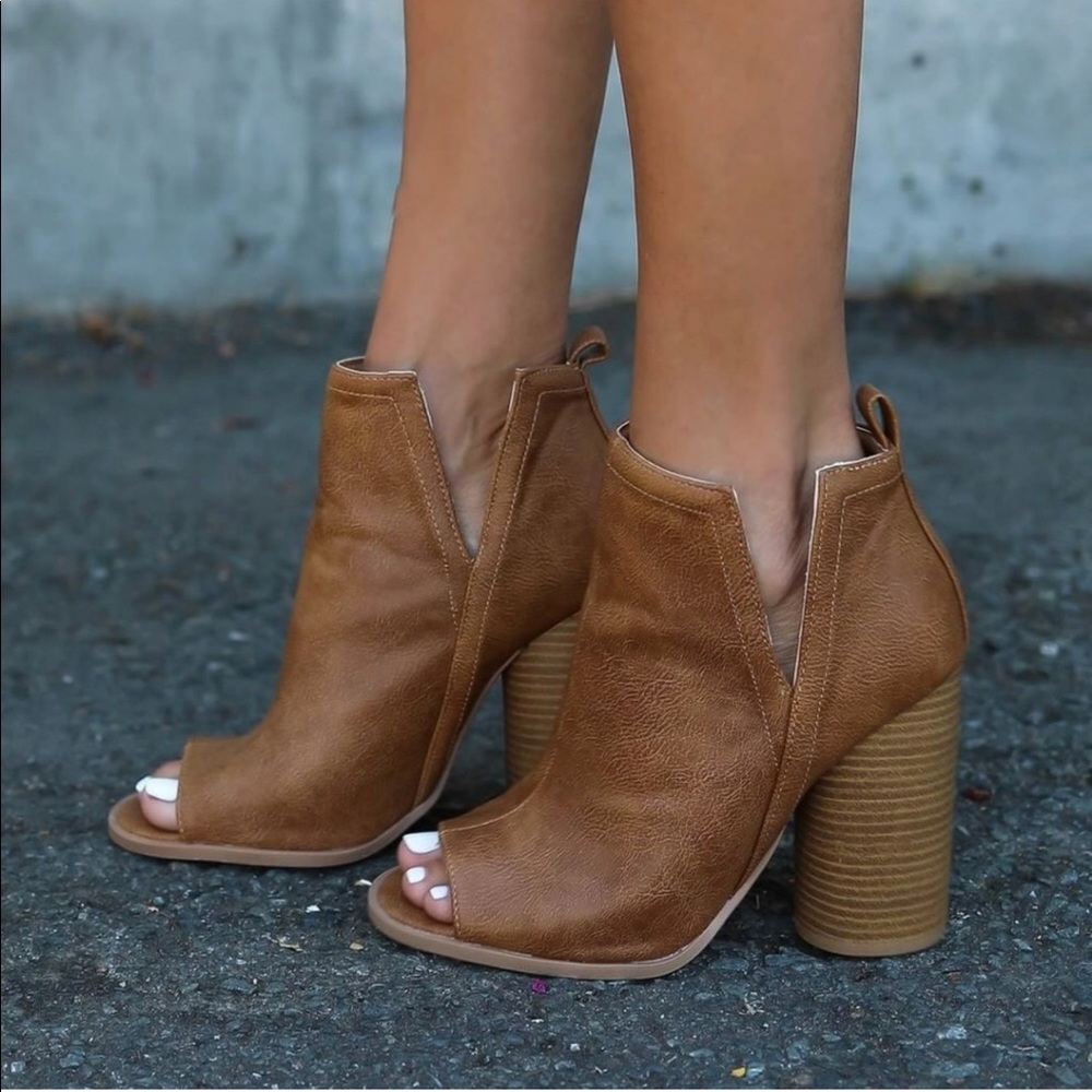 Side Cut Open Toe Booties